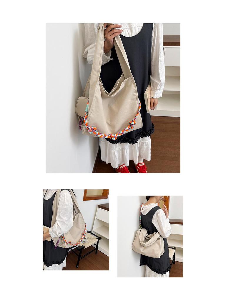 Trendy Nylon Crossbody Bag with Colorful Weaving, Large Capacity, Versatile as Tote, Shoulder, or Underarm Bag