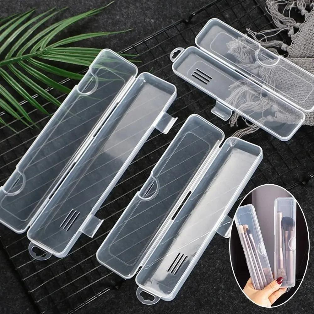 1Pcs Transparent Plastic Box Organizer Multifunctional Eyebrow Pencil Tableware Chopsticks Makeup Brush Storage Box with Cover