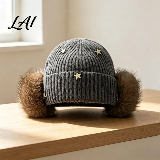 Stylish Daily Wear Cap Knitted Winter Hat with Ear Protection Elastic Thickened Plush Lined Casual Versatile Accessory Cap Soft Warm Windproof