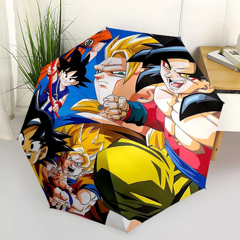 

1pc Dragon Ball Z Goku Vegeta Automatic Opening/Closing Outdoor Umbrella with 3-Fold Design, 8-Rib Iron Frame - Perfect Gift for Fans, Travelers, Dail