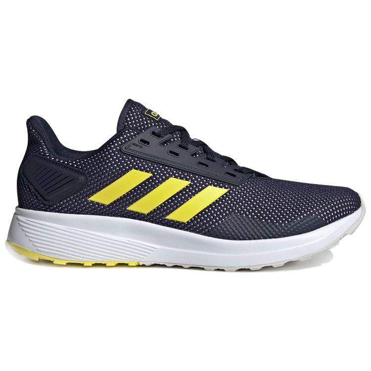 Adidas Duramo 9 Comfortable Cushioning Low-Top Casual Running Shoes Men Sneakers Navy-Blue Yellow EG3007