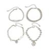 Ingemark 4Pcs/Set Trendy Imitation Pearls Metal Heart Pendant Bracelets Women Creative Sliver Color Cube Chain 2026 New Jewelry