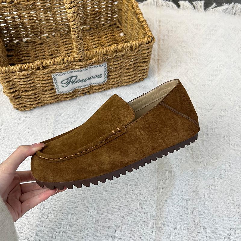 Loafers for Woman Genuine Leather Warm Wool Shoes Winter New Flat Cotton Shoes Women's Retro Casual Women's Shoes