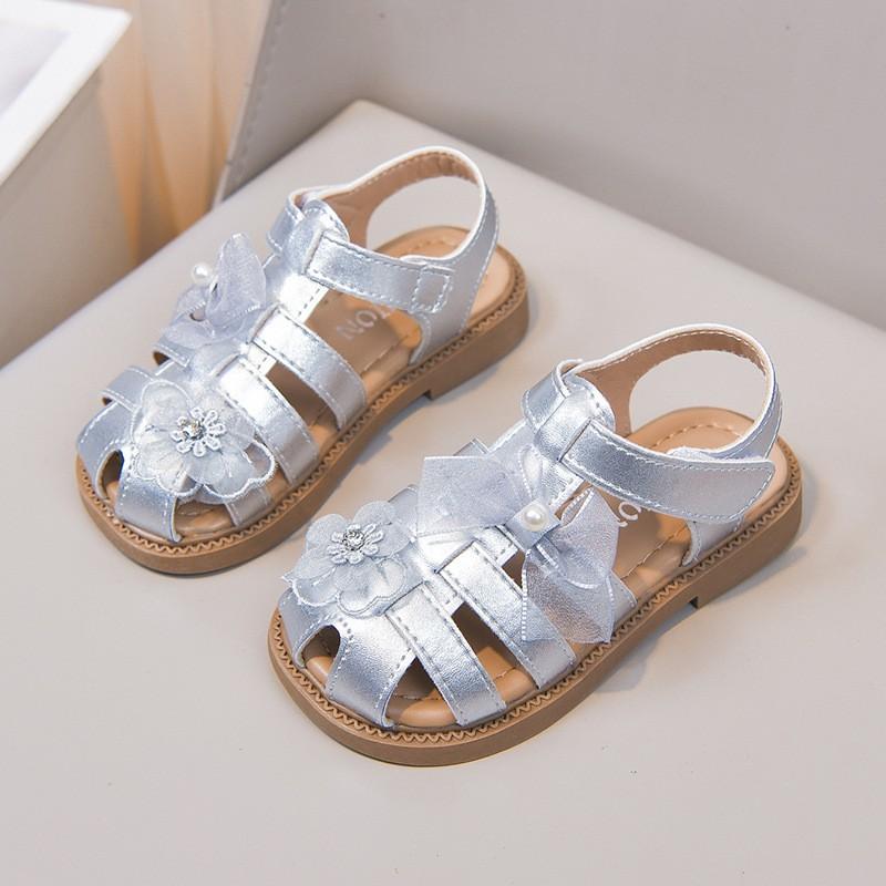 Girls Open-Toe Sandals 2026 Soft Sole Princess Shoes With Bow Detail Casual Beach Footwear