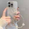 Pearl Heart iPhone Case for Women, Full Coverage with Drop Protection, Fits Apple 16/17 Pro Max, Includes Bracelet
