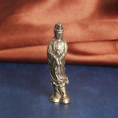 Pure Brass Manjushri Bodhisattva Desktop Ornament Holding Sutra Guanyin Statue Religious Worship Decoration Old Copperwar