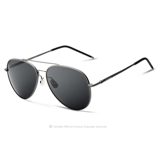 Óculos de sol VEITHDIA de alumínio e magnésio polarizados com lente azul girando 180 graus para pernas masculino/feminino