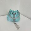 Sparkling Rhinestone Bucket Bag Women PU Leather Small Square Handbag Vintage Style Fashion Accessory