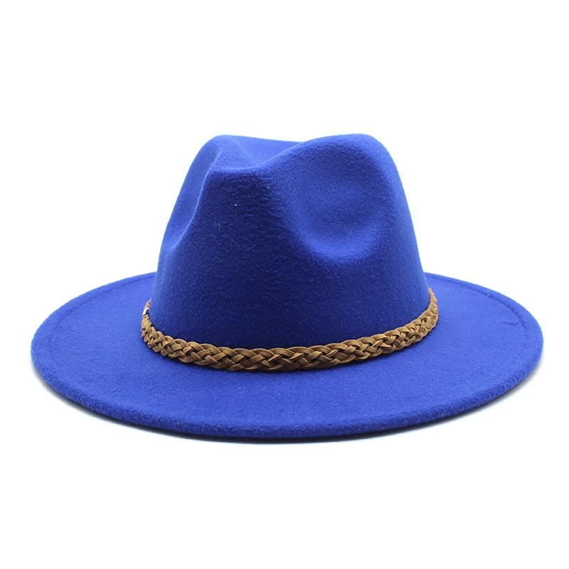 Woolen Jazz Hat Retro Classic Flat Hat Big Eaves Hat Top Hat Felt Hat