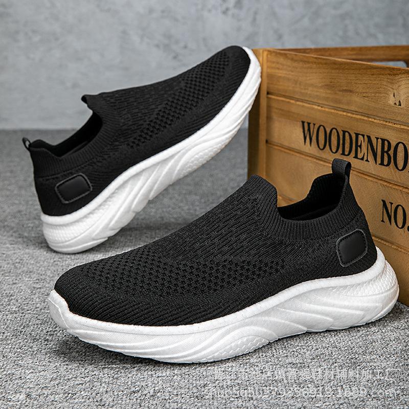 Popular men's and women's mesh breathable sports shoes Lai Ren one-pedal flying weaving casual fashion versatile trend men's shoes