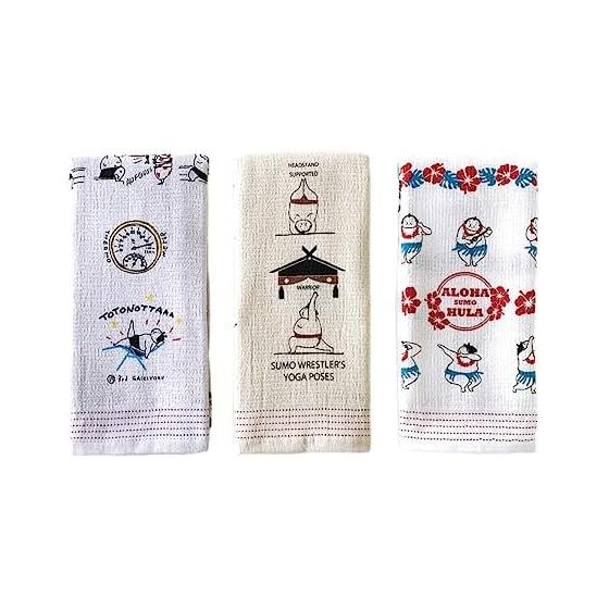 Context Tenugui Towel Set of 3 - Face Towel (Sumo Sauna, Sumo Yoga, Sumo Flora)