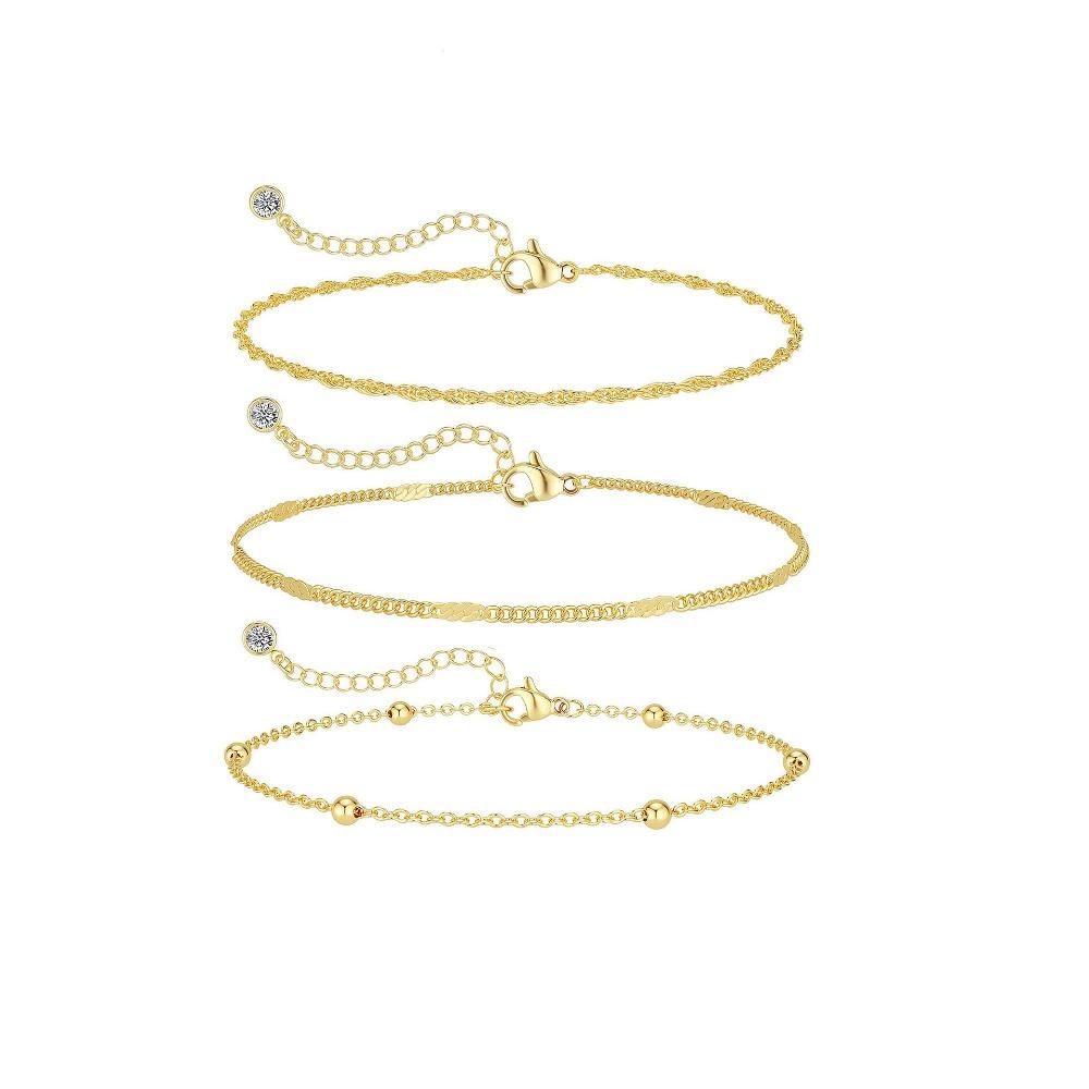 3Pieces/set Foot Decoration Fashionable Beach Bead Twisted Piece Chain Multi-layer Versatile Set Anklet