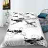3D Airplane Pattern Bedding Set, Down Duvet Cover with Pillowcase, Single Double Bed, Queen King, Full Size Home Decoration Gift
