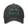 THINK LIKE A PROTON AND STAY POSITIVE Baseball Caps Vintage Denim Washed Headwear Unisex Style Outdoor Running Hats