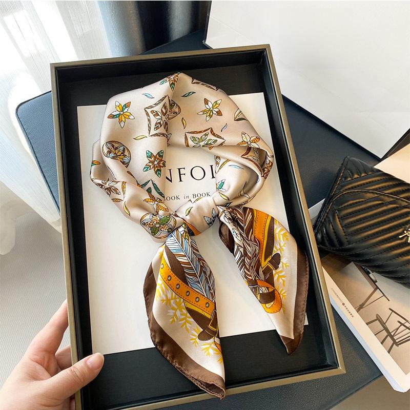 Women's Silk Scarf: Versatile Spring/Autumn Square, Ideal for Shirts, Elegant Neck or Headband Accessory