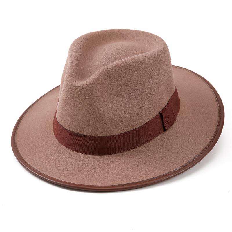 

Шляпа ковбоя в западном стиле, мужская и женская универсальная шляпа-цилиндр, винтажная шляпа британского джентльмена, повседневная уличная джазовая фетровая шляпа M（56-58cm）