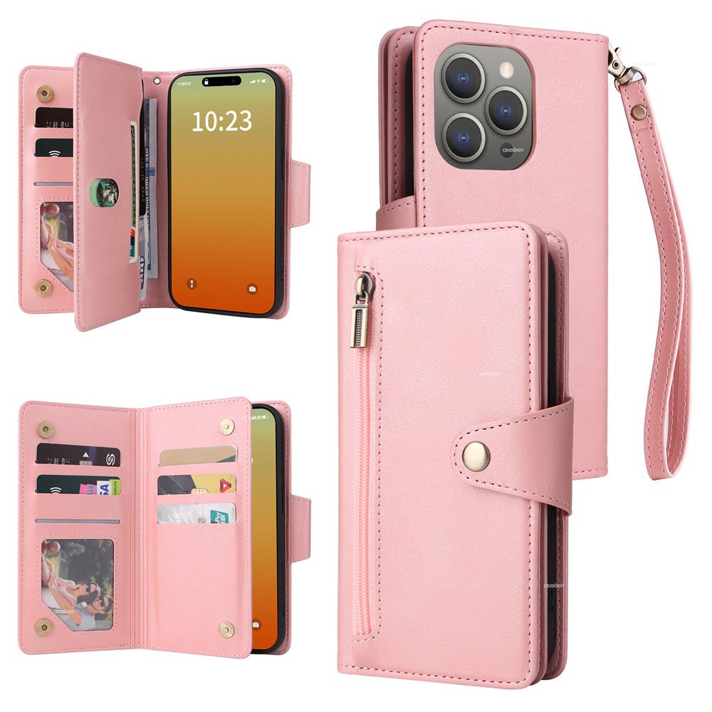 Zipper Wallet Phone Case for IPhone 15 14 13 12 11 Pro Max Mini XS XR X 7 8 Plus SE   Card Slots Strap Leather Cover