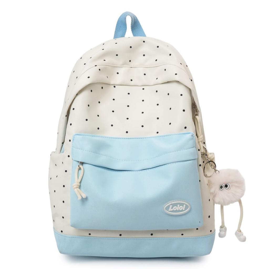 Schoolbag Cute Contrasting Polka Dot Schoolbag Female Cute Small Fresh Travel Backpack Primary School Schoolbag Junior High School Girls Backpack