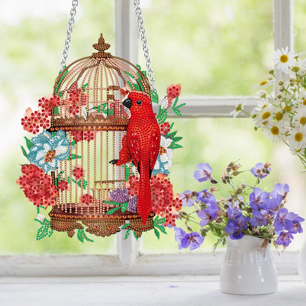 Flower Birdcage 2D Flat DIY Diamond Art Hanging Pendant Diamond Painting Home Decor Hanging Diamond Art Kits Diamond Art Pendant