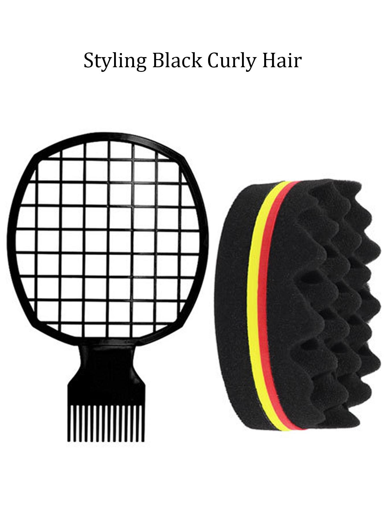 

2-piece/3-piece African style curly hair set, large and small hole brushes, textured mesh combs Special for real hair wigs
