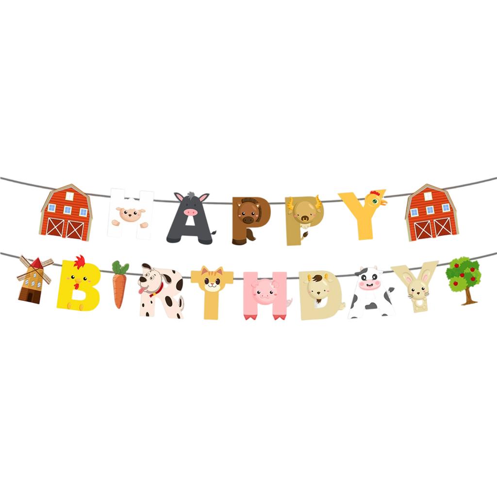 Farm Animal Party Bunting Barnyard Birthday Decoration for Kids