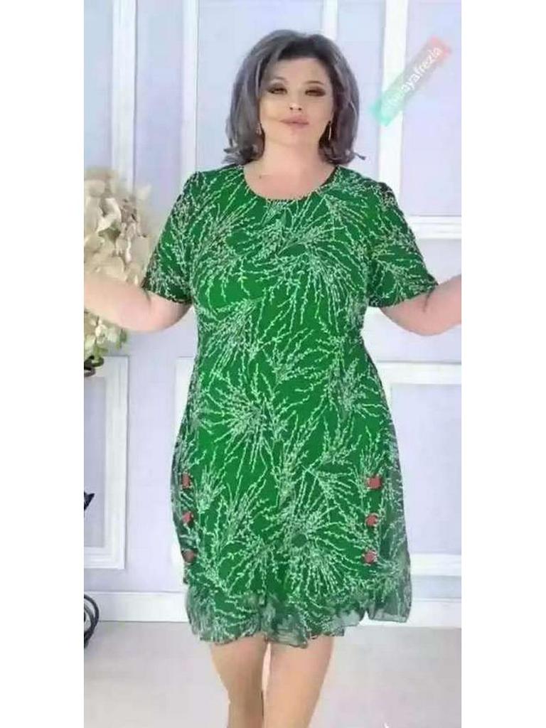 2025 Europäisches & Amerikanisches Übergrößen Bedrucktes Kleid 5588