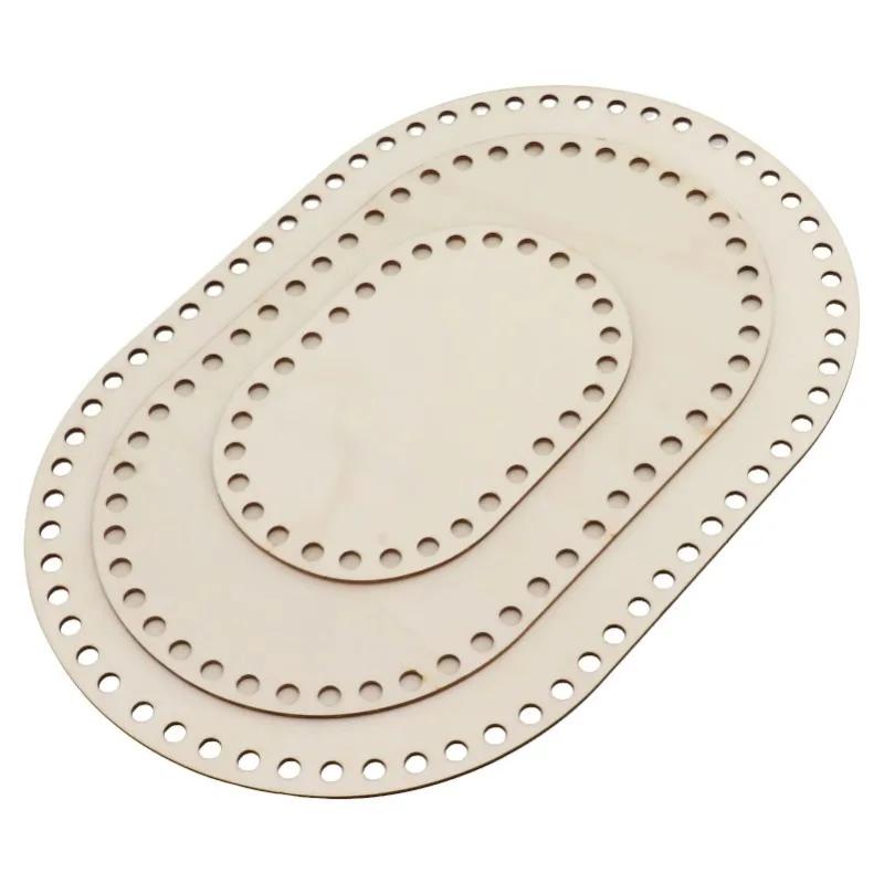 2026 Natural Wooden Basket Bottoms Hollow Crochet Wood Base for Bag Weaving Craft Supplies Making Tool