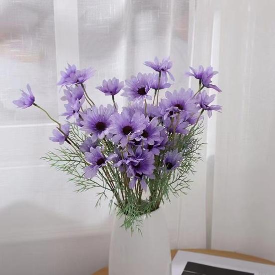 Artificial Flowers 5 Heads Faux Silk Wildflowers with Stems Fake Spring Flower Bouquet for Home Wedding Garden Vase Decor