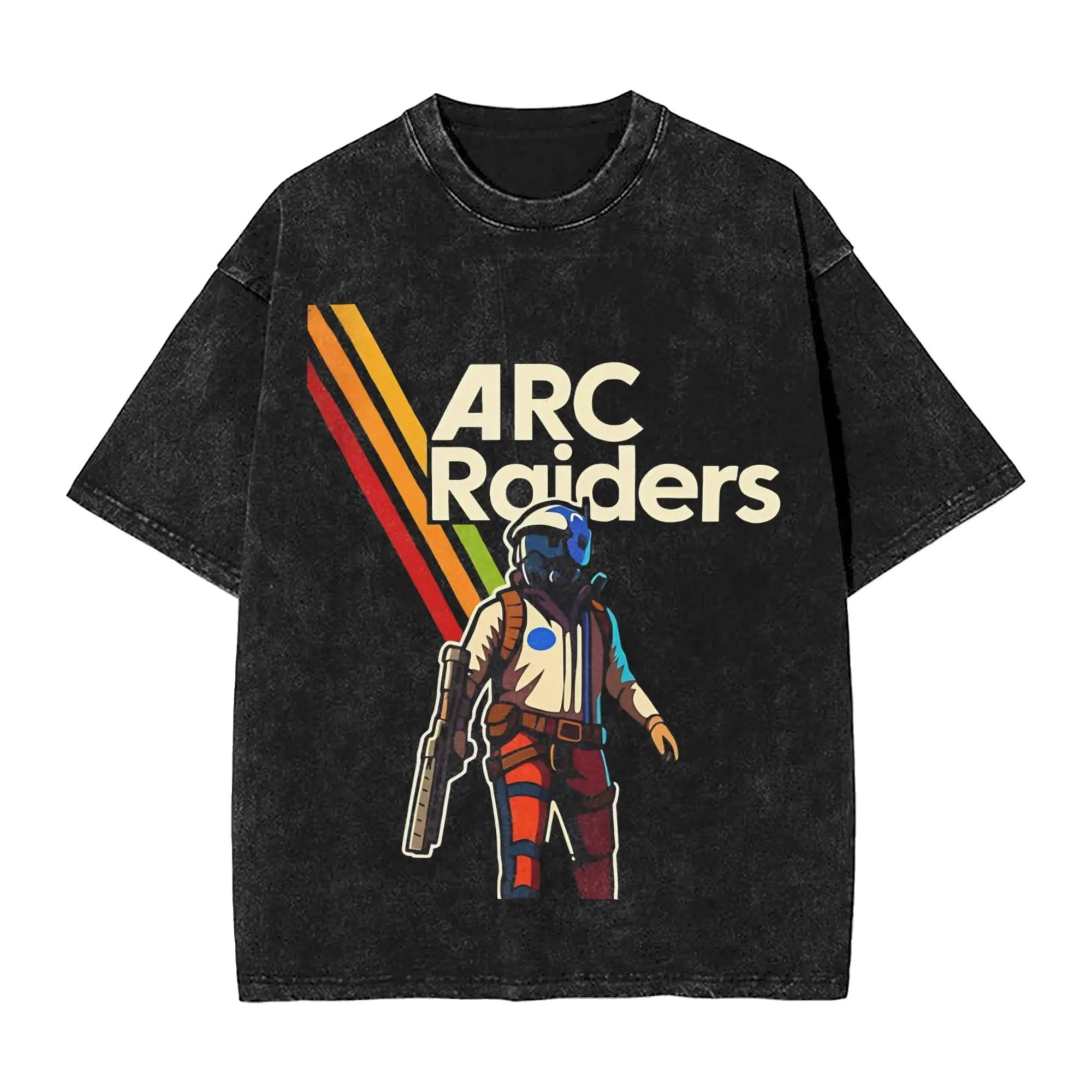 

Вінтажна футболка з одягом для гри Arc Raiders для чоловіків Бавовняна футболка з ефектом потертості Одяг з кислотним пранням Хіп-хоп футболки з коротким рукавом Жіноча чоловіча футболка L різнокольоровий