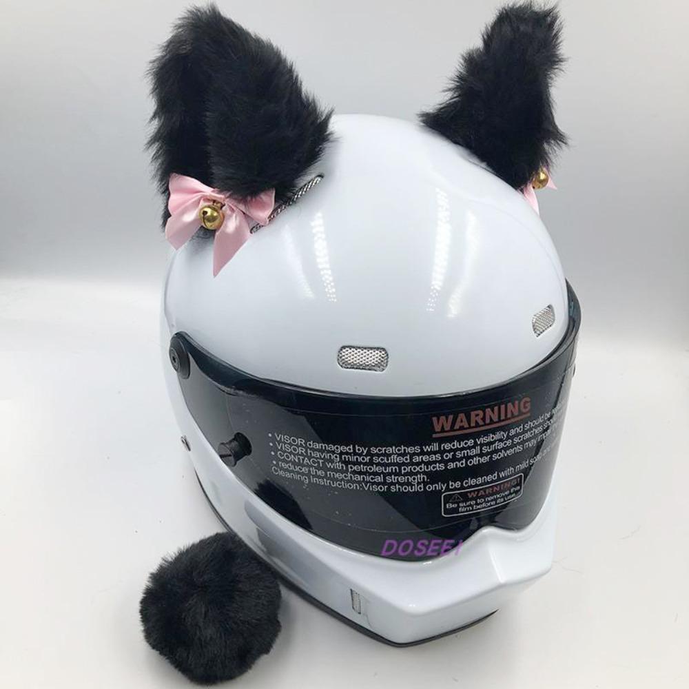 Cute Self-adhesive Motorcycle Helmet Decor Cosplay Soft Plush Cat Ears Smooth Personality Off Road Helmet Ornament