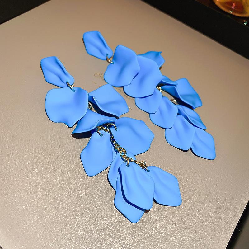 Dripping oil blue flower earrings high sense temperament versatile new stud earrings fashion Internet celebrity niche earrings women