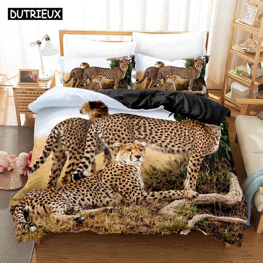 Set Biancheria da Letto 3D Il Leopardo Set Copripiumino Con Federe Letto Singolo Matrimoniale Queen King Biancheria da Letto