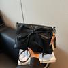 New Solid Color PU Bow Decorati Shoulder Bags  Sweet Small Square Bags  Sale Exquisite Youth Women's Crossbody Bags