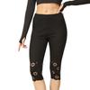 Women's Summer Hollow-Out Embossed 7/10 Length Leggings, Hot Selling Anti-Sheer Safety Base Pants