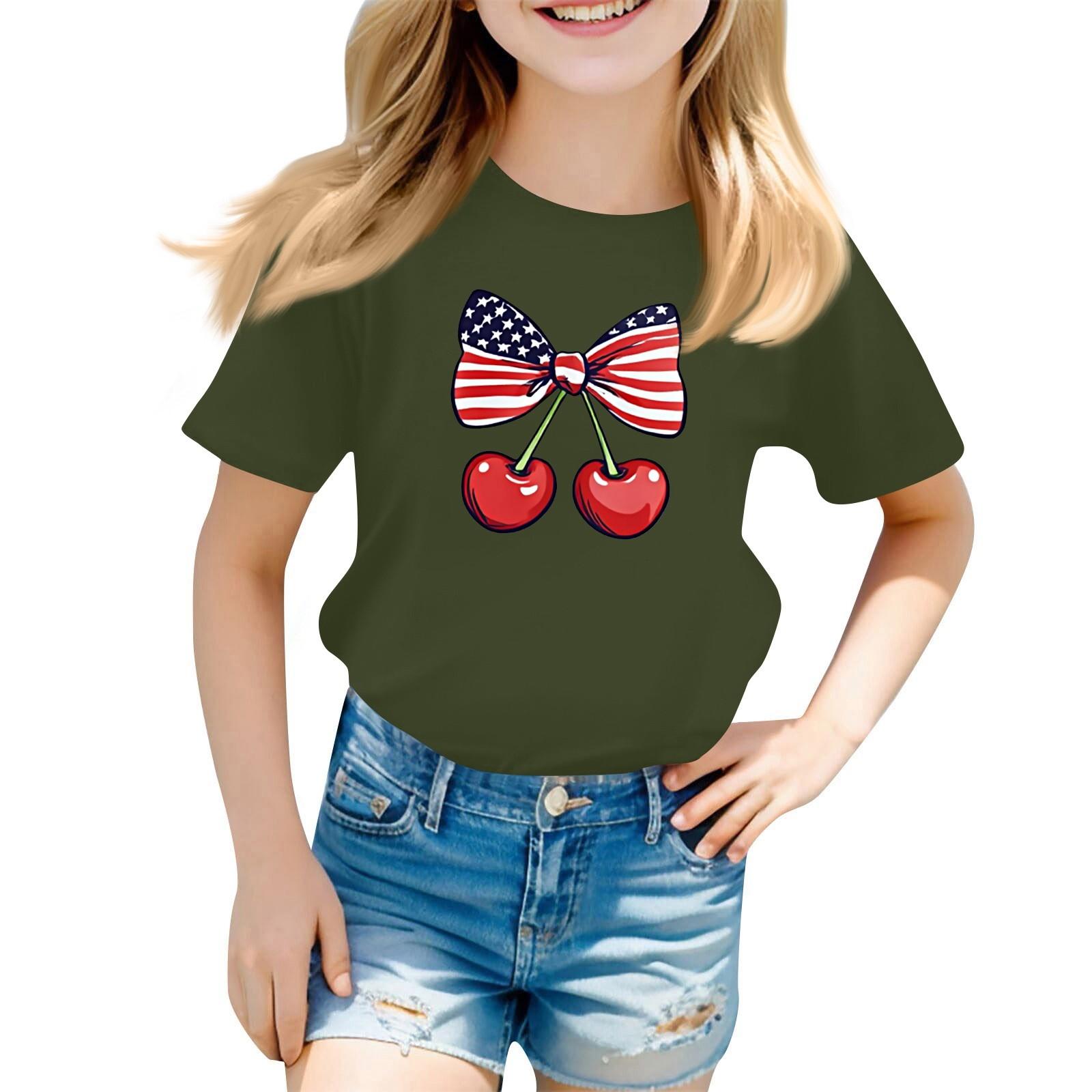 

Children s Printed Short Sleeved Round Neck Casual Comfortable Loose Lightweight Top 140