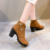 Women Shoes Lace Up Ankle Boots Fashion High Heels Ladies Casual Spring Pumps Platform Heel