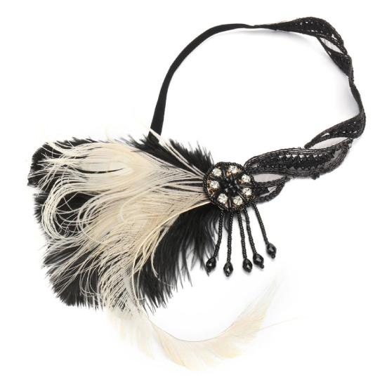 Hairhoop Tassel Design Bridal Headwear Feather Feather Rhinestone Headband for Women