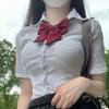 Women's Slim Fit Long Sleeve Shirt Japanese JK College Style Button-Down Blouse Preppy Casual Top