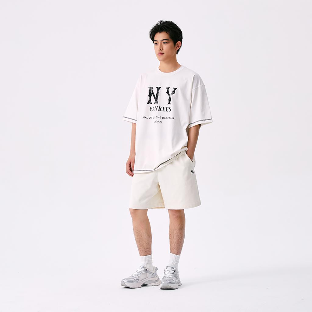 New MLB New York Yankees T Shirts Unisex Beige 3ATSB1153-50IVS