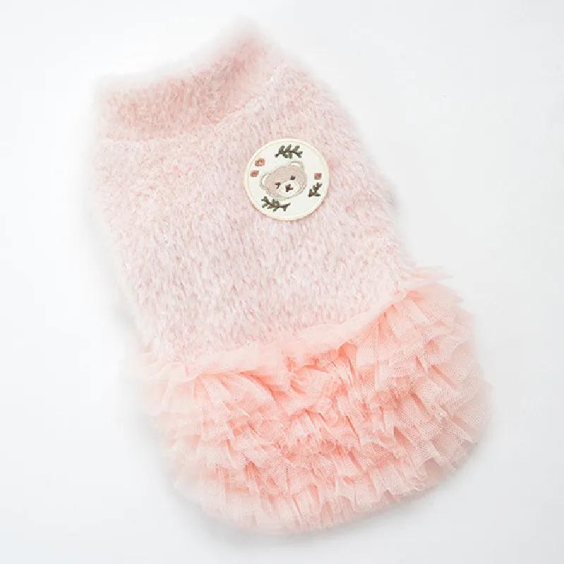 

Winter Dog Dress Puppy Clothing Yorkies Pomeranian Shih Tzu Maltese Poodle Bichon Schnauzer Small Dog Clothes Pet Apparel Skirt S розовый