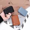 Genuine leather short small card bag 2025 new women's sheepskin hand-woven fashion card cover multi-card change bag women