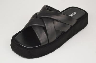 Plateau-Flip-Flops Verendina 28491 36 Schwarzes Leder/Wildleder