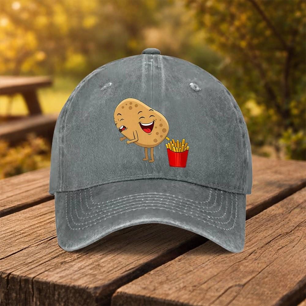Funny Potato Farting French Fries Baseball Cap Washed Cotton Adjustable Outdoor Sports Hat