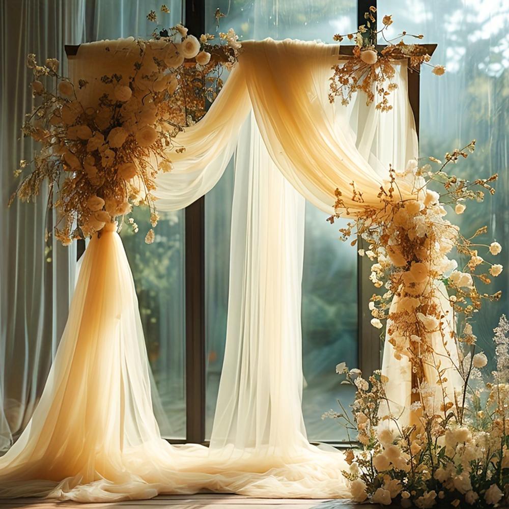 Wedding Arch Draping Fabric Sheer Mesh Gauze for Easter Bridal Shower Backdrop Outdoor Party Arches Church Ceremony Decoration