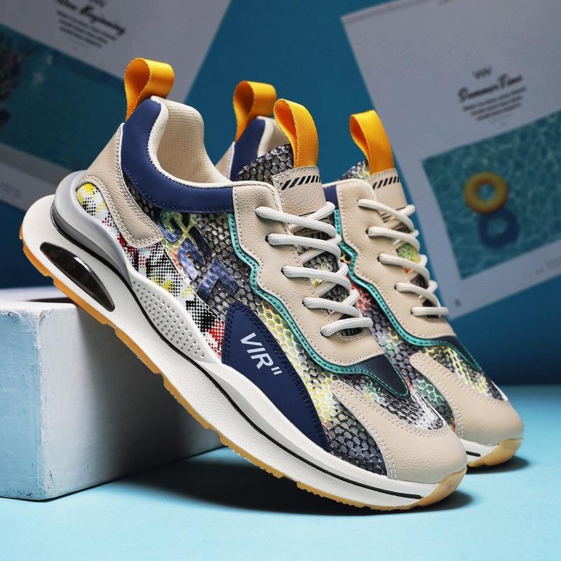 Мужская обувь модная обувь для бега с сеткой мужская летняя дышащая повседневная спортивная обувь мужские кроссовки 39 бежевый 2525₽