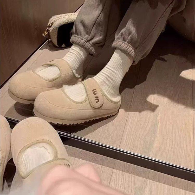 

Виноградная студия motherlee милые липучки теплые полушлепки уродливо-милые пушистые Мэри Джейн пушистые тапочки осень и зима 40