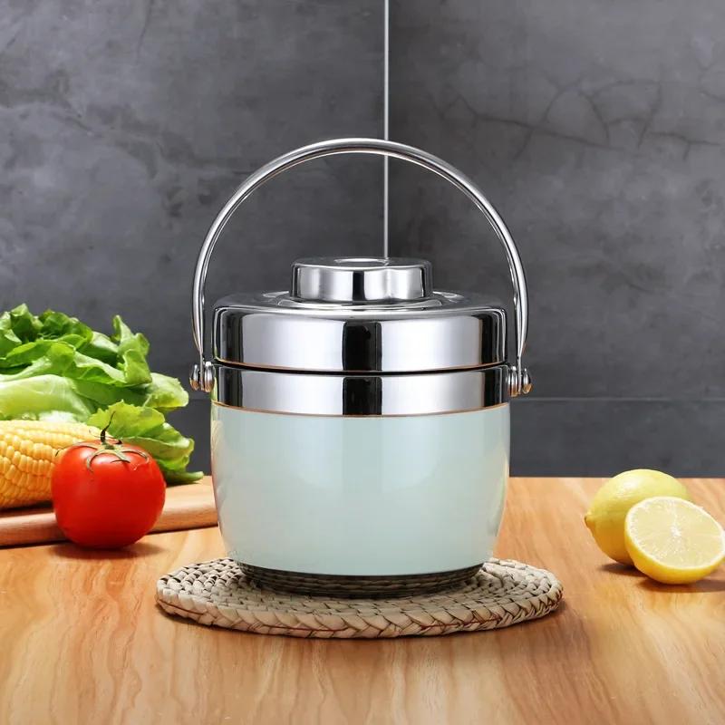 

1.2L/1.5L Stainless Steel Vacuum Insulated Thermos Food Thermo Container Lunch Box Soup Jar (12 - 24 Hours) 1.5L зелений