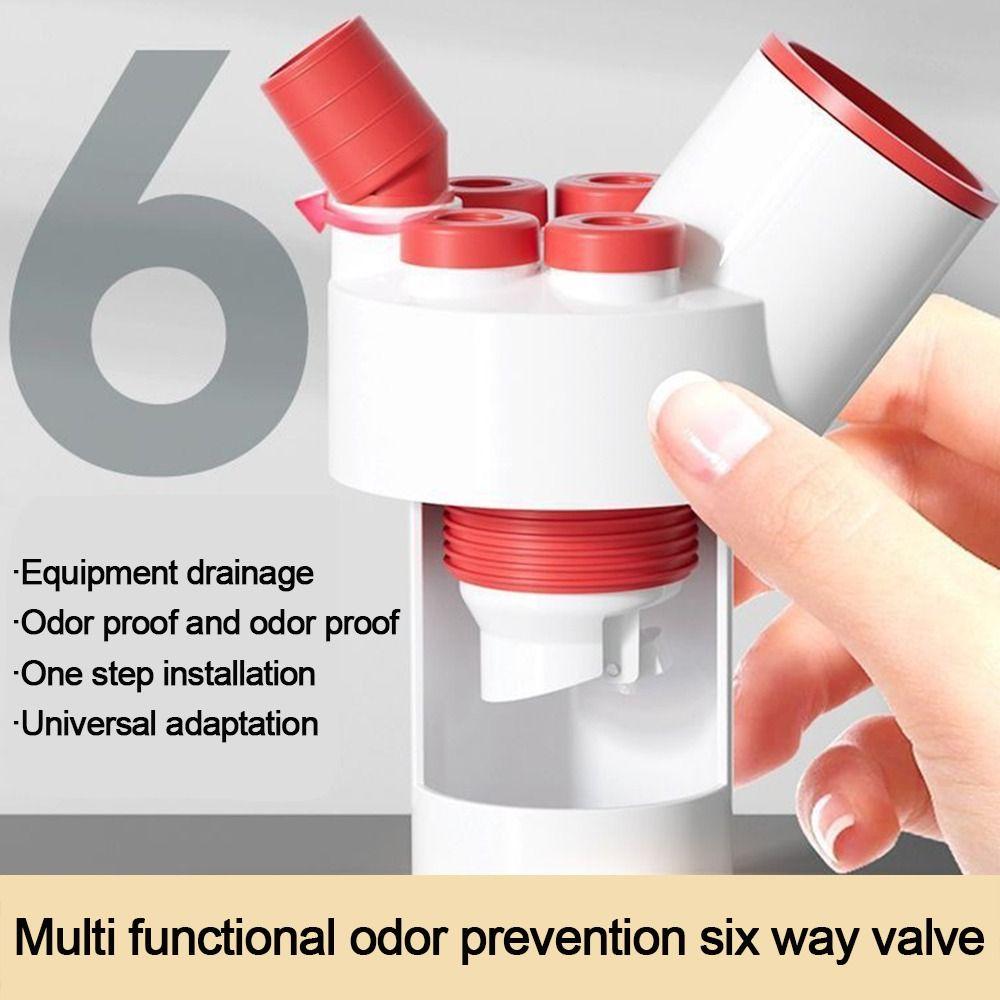 Anti Odor Kitchen Basin Sewer Branch Six--in-One Drainage Water Pipe Joint  Universal