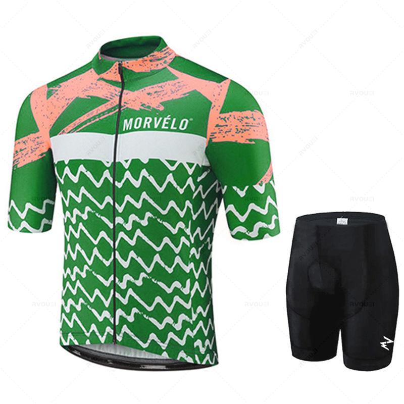Morvelo Herren Radhose Kurze Ärmel Fahrradbekleidung Sportbekleidung Outdoor MTB Ropa Maillot Ciclismo Trägerhose 2026 Sommer Atmungsaktives Radsportanzug Set