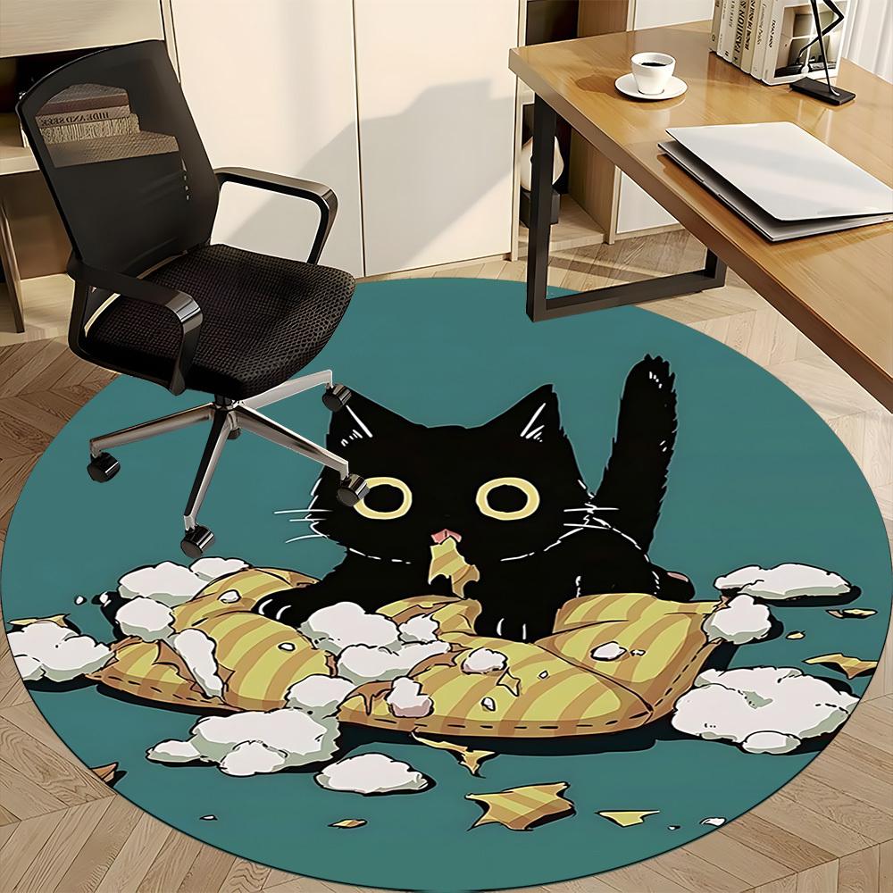 1pc Cat Pillow Office Round Area Rug, Mat Suitable For Office, Under Office Chairs Bedroom Living Room Home Decor, Room Deco